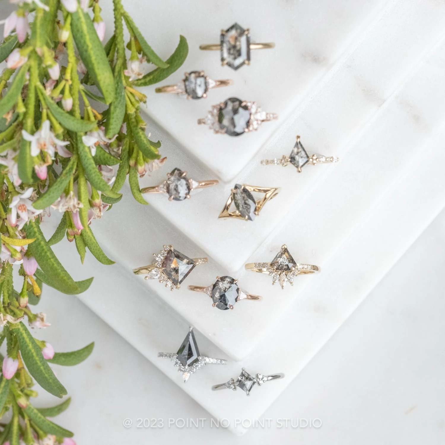 1.03 Carat Salt And Pepper Oval Diamond Engagement Ring, Zoe Setting, 14K Rose Gold - Image 4