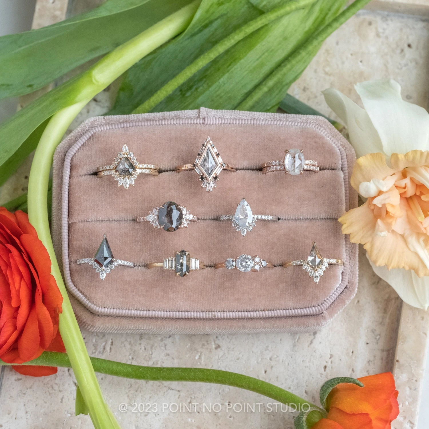 1.54 Carat Black Speckled Hexagon Diamond Engagement Ring, Betty Setting, 14k Yellow Gold - Image 3