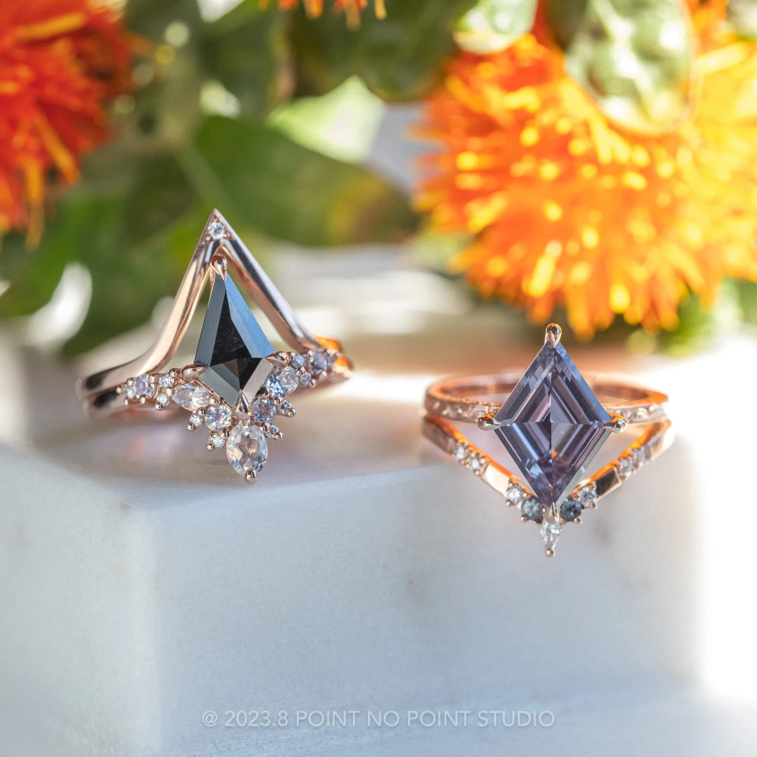 1.53 Carat Black Kite Diamond Engagement Ring, Adeline Setting, 14K Rose Gold - Image 4