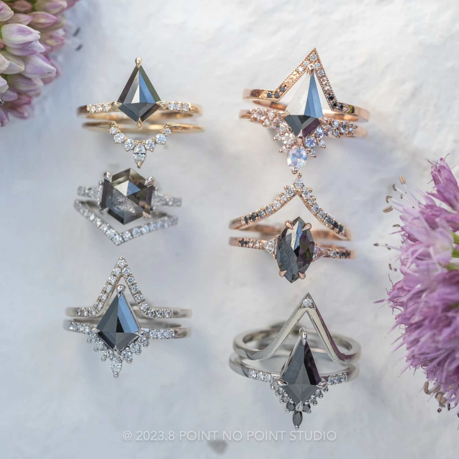 1.53 Carat Black Kite Diamond Engagement Ring, Adeline Setting, 14K Rose Gold - Image 5