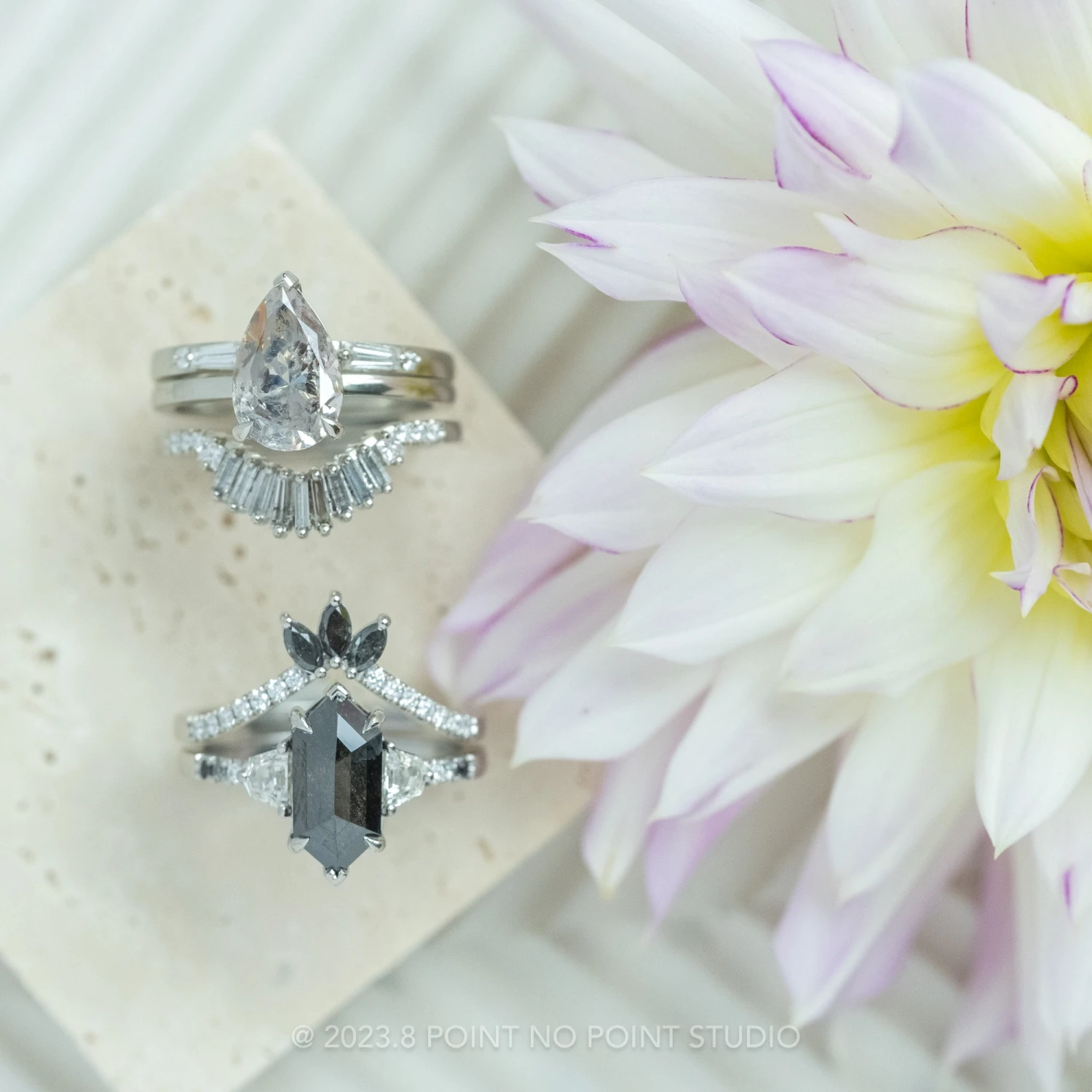 3.12 Carat Black Hexagon Diamond Engagement Ring, Eliza Setting, Platinum - Image 4