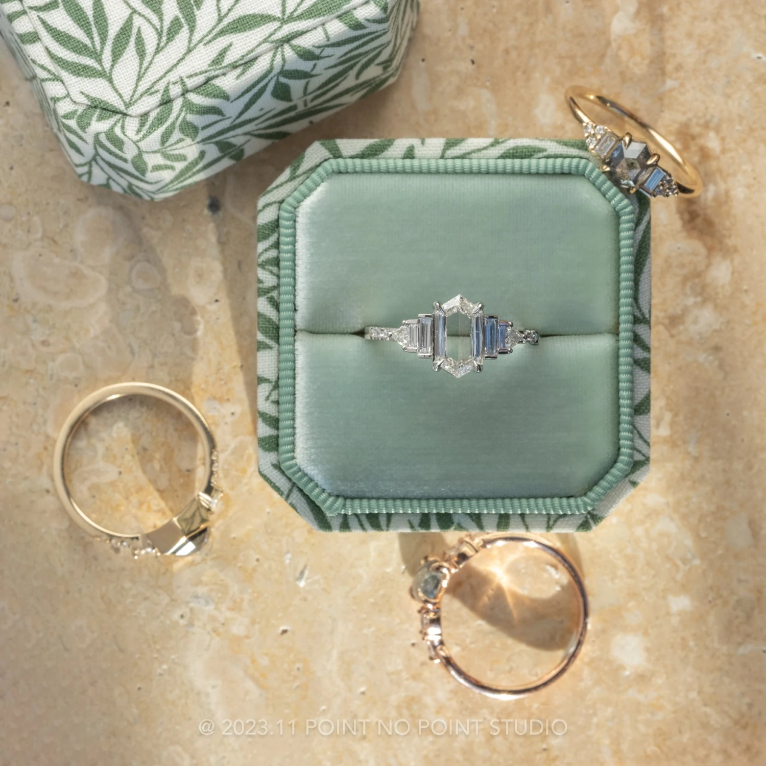 1.60 Carat Clear Hexagon Diamond Engagement Ring, Betty Setting, Platinum - Image 4