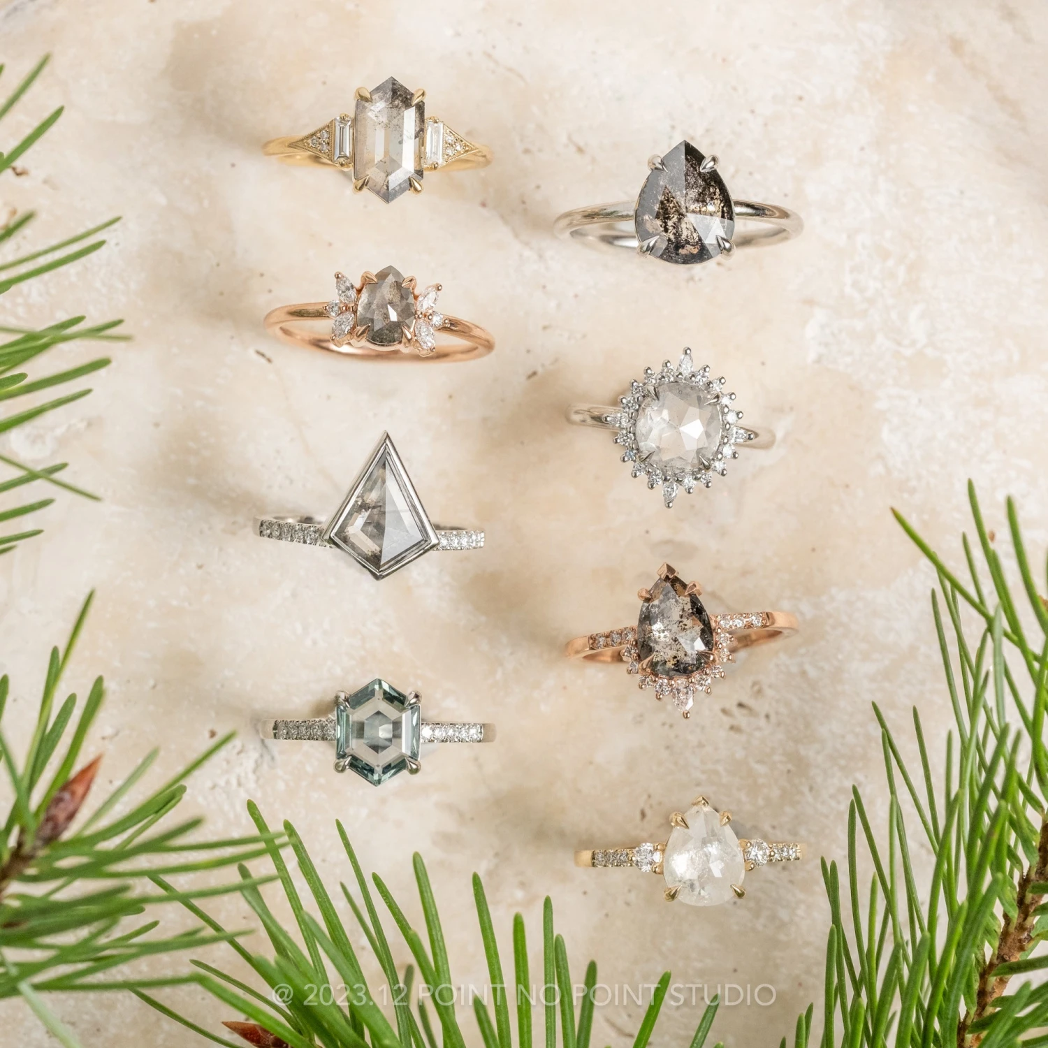 1.37 Carat Icy Salt And Pepper Cushion Diamond Engagement Ring, Cosette Setting, Platinum - Image 4