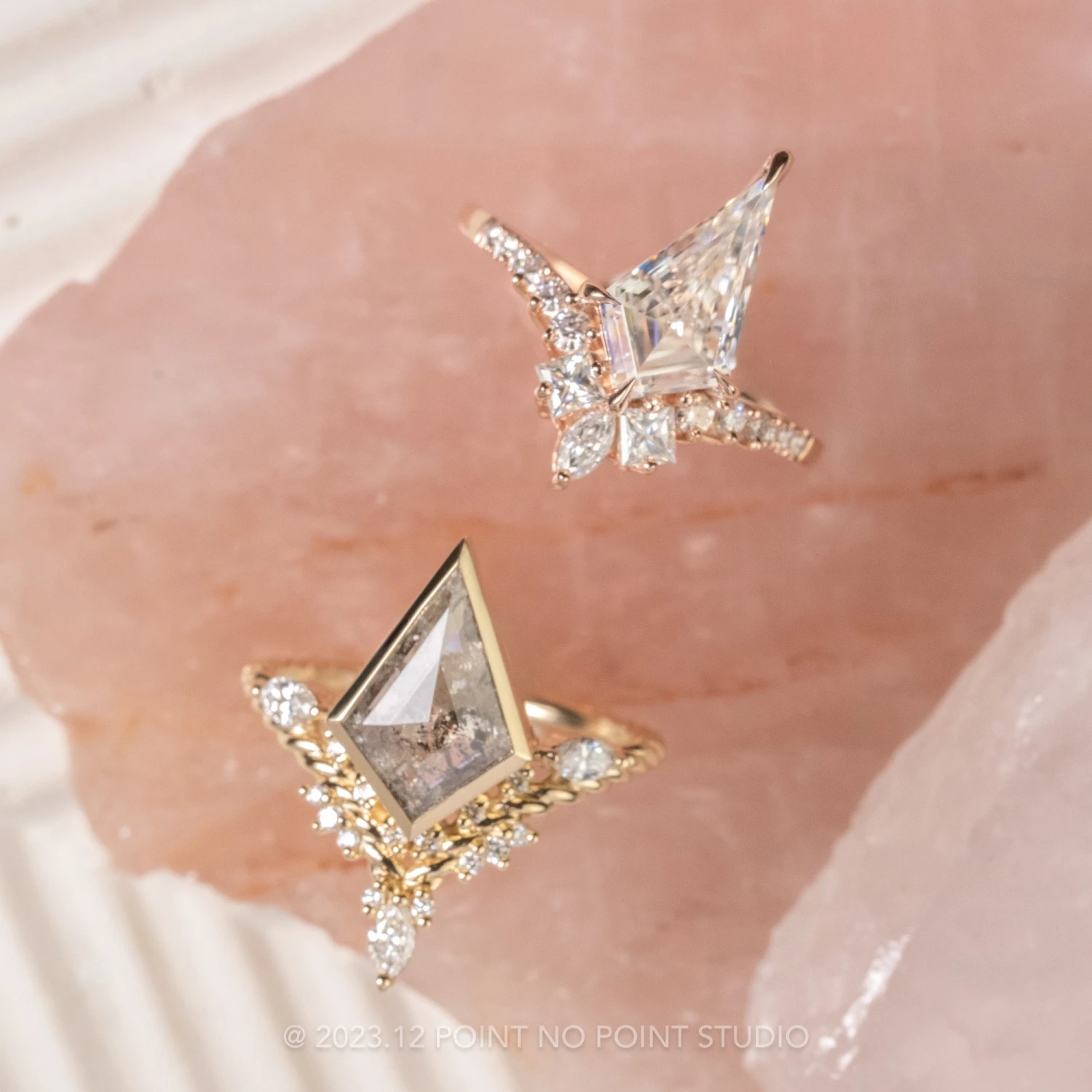 1.92 Carat Kite Moissanite Engagement Ring, Willa Setting, 14K Rose Gold - Image 5