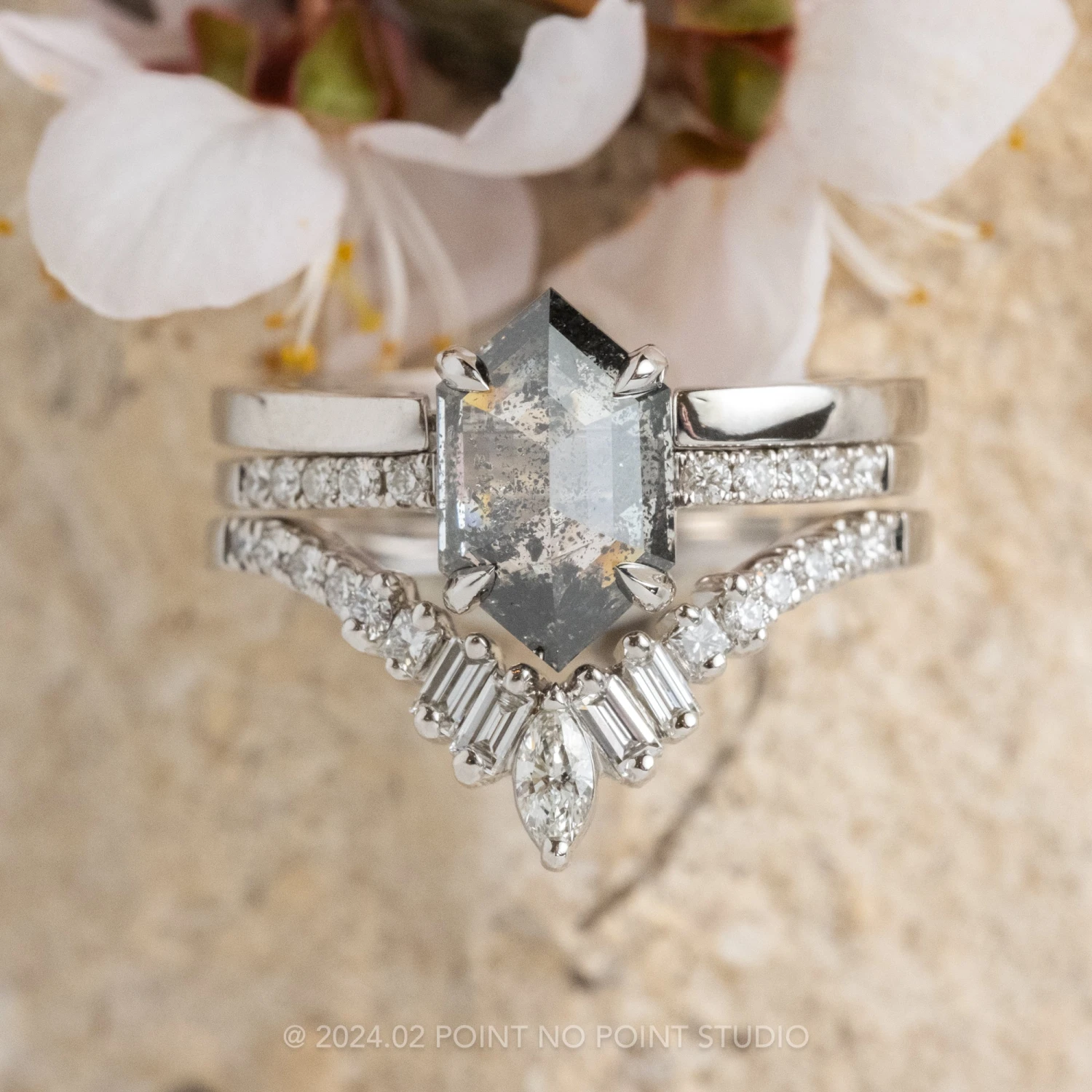 Extra Diamond Wren Wedding Band, 14k White Gold - Image 4