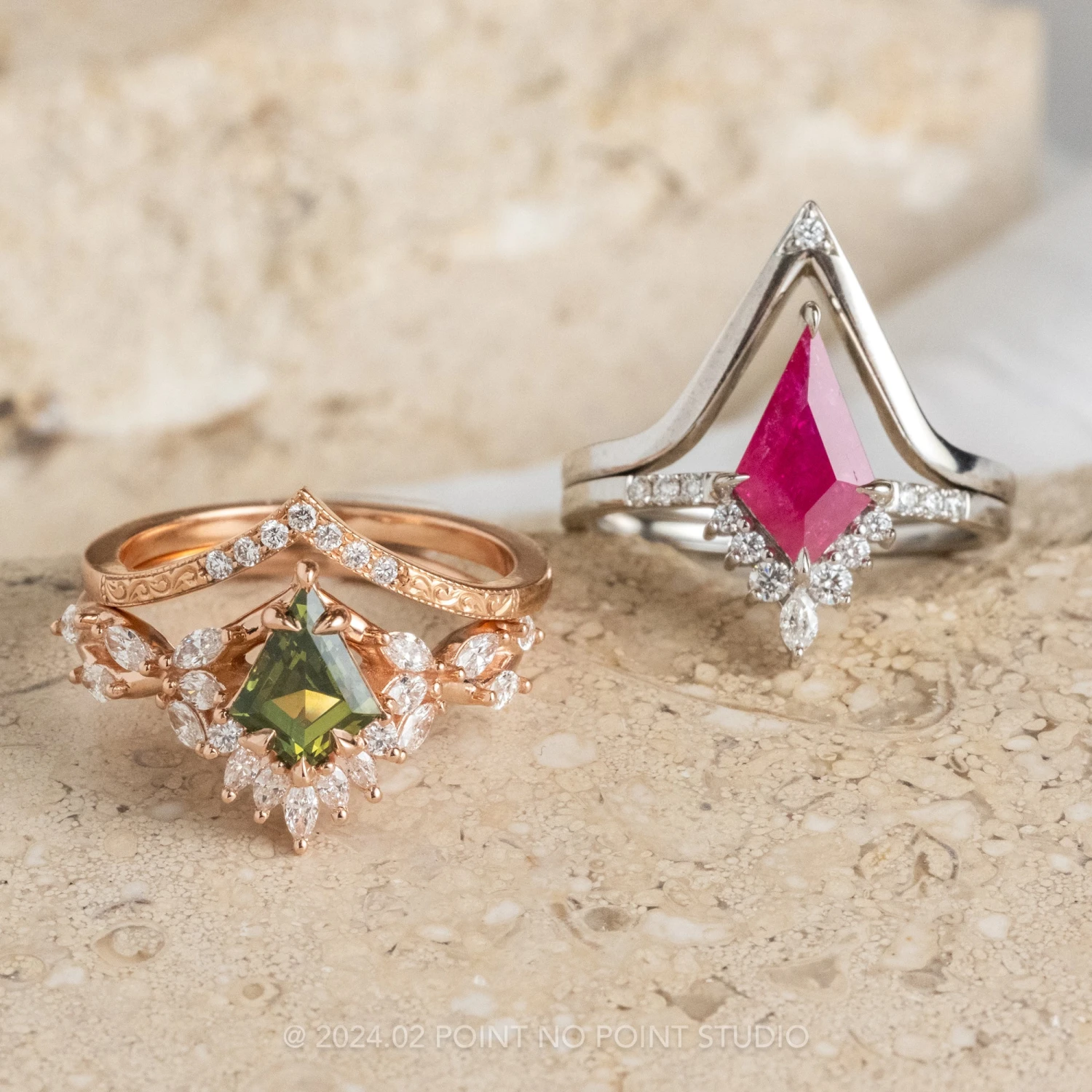 1.52 Carat Fuchsia Pink Kite Ruby And Diamond Engagement Ring, Avaline Setting, Platinum - Image 4