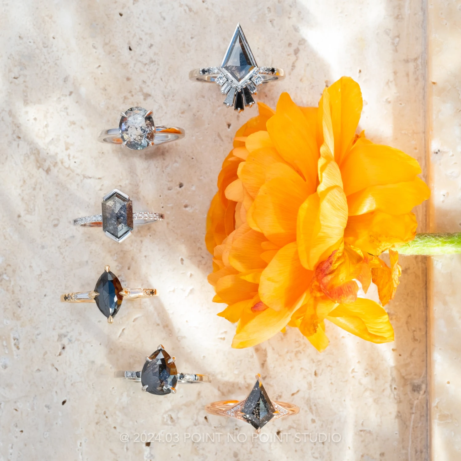 2.80 Carat Black Pear Diamond Engagement Ring, Ombre Sirena Setting, Platinum - Image 4