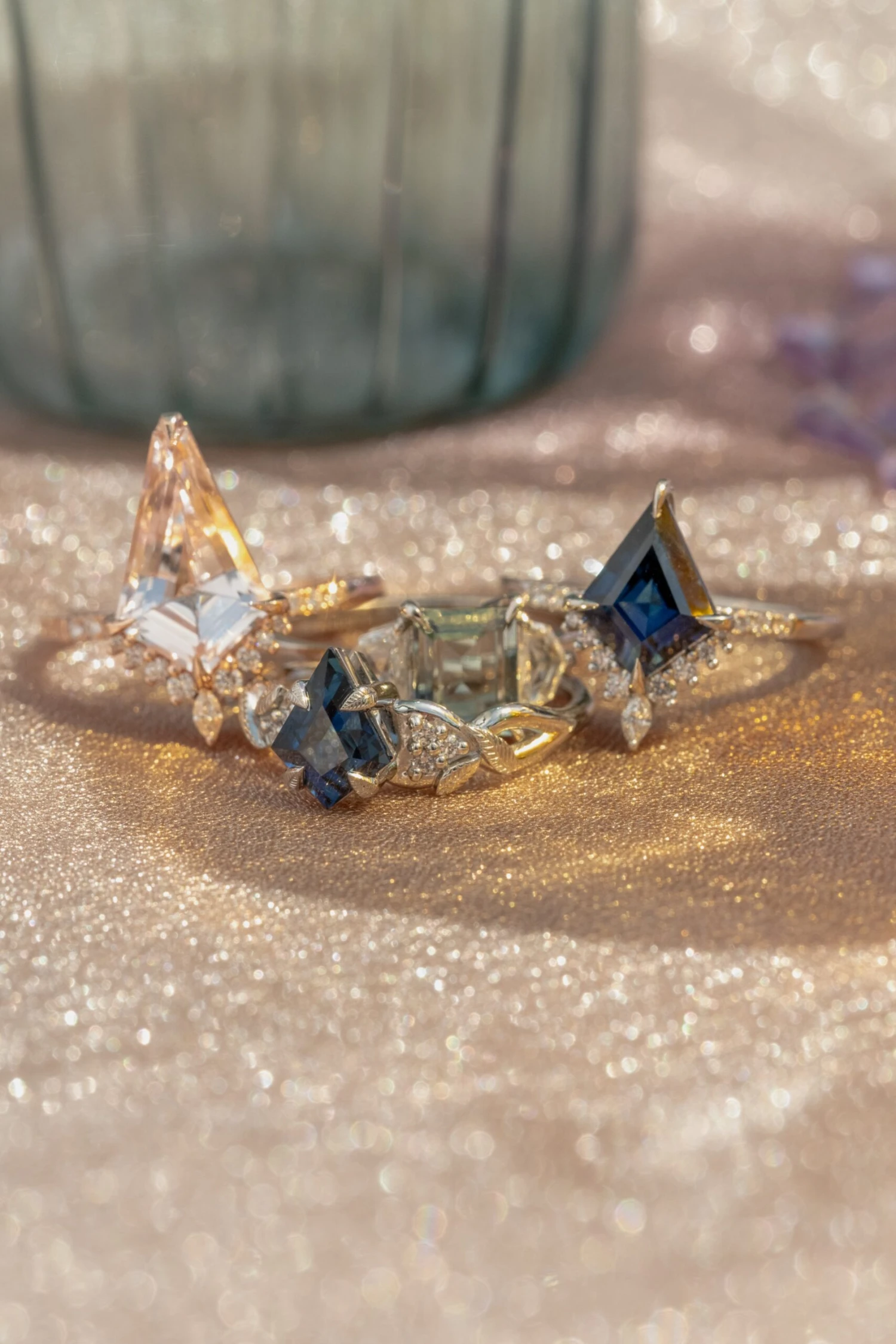 2.99 Carat Kite Morganite And Diamond Engagement Ring, Avaline Setting, 14k Rose Gold - Image 4