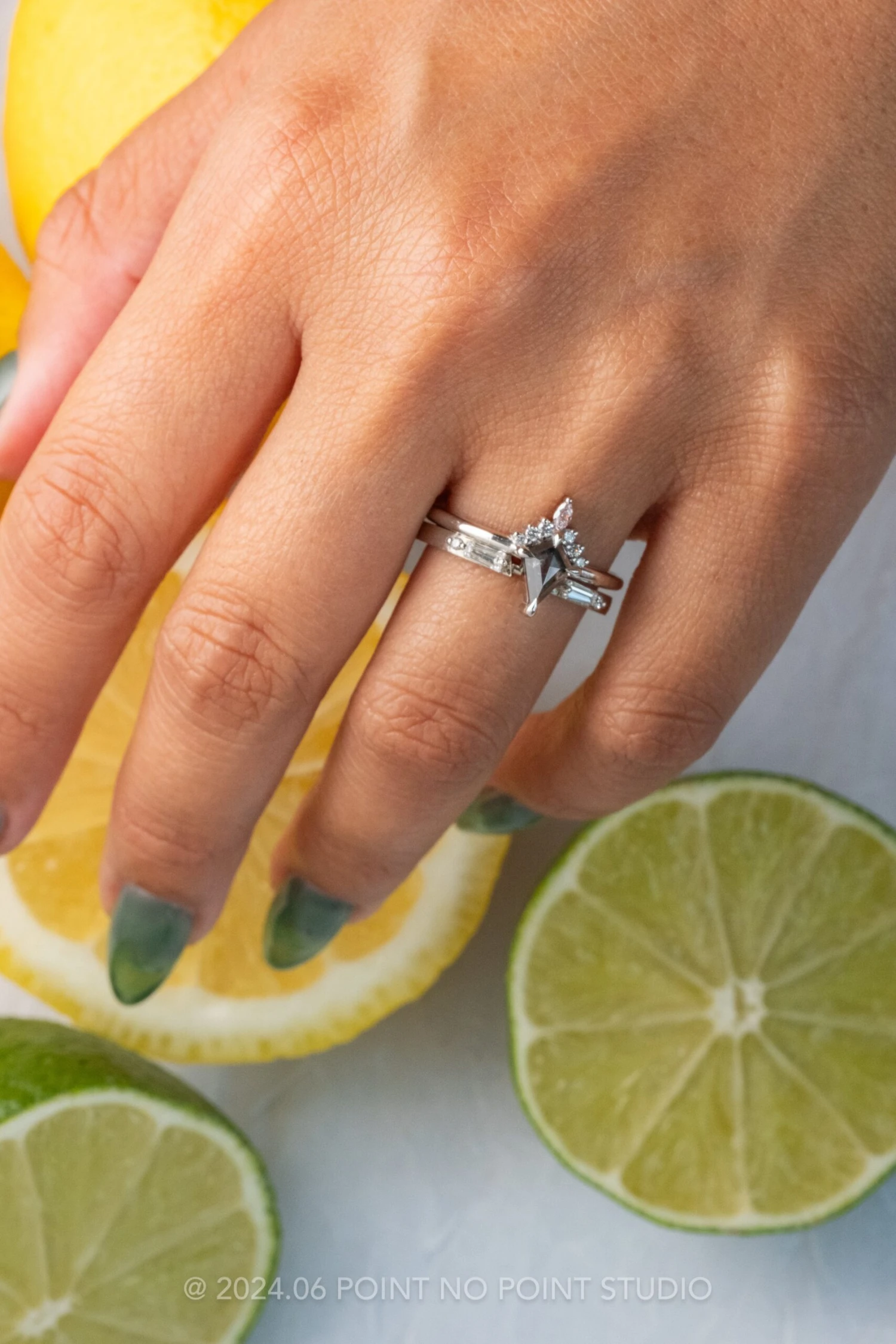 Baguette Diamond Wedding Cuff, Harper Setting, 14K White Gold - Image 3