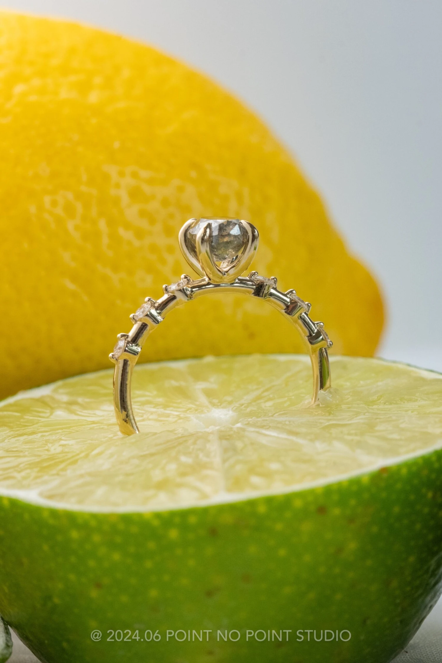 1.25 Carat Black Speckled Oval Diamond Engagement Ring, Nova Setting, 14K Yellow Gold - Image 4