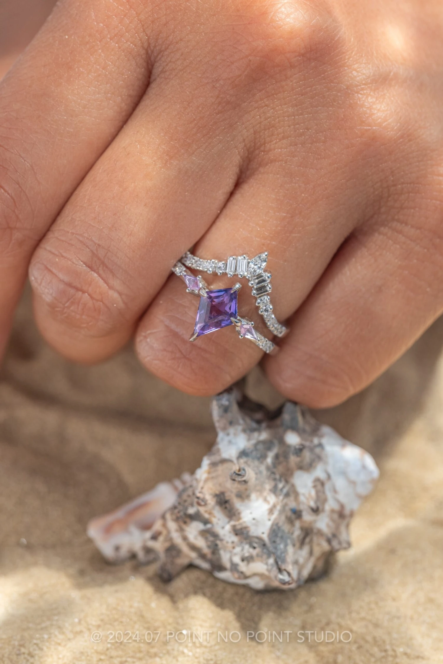 1.40 Carat Purple Kite Sapphire And Diamond Engagement Ring, Liza Setting, Platinum - Image 2