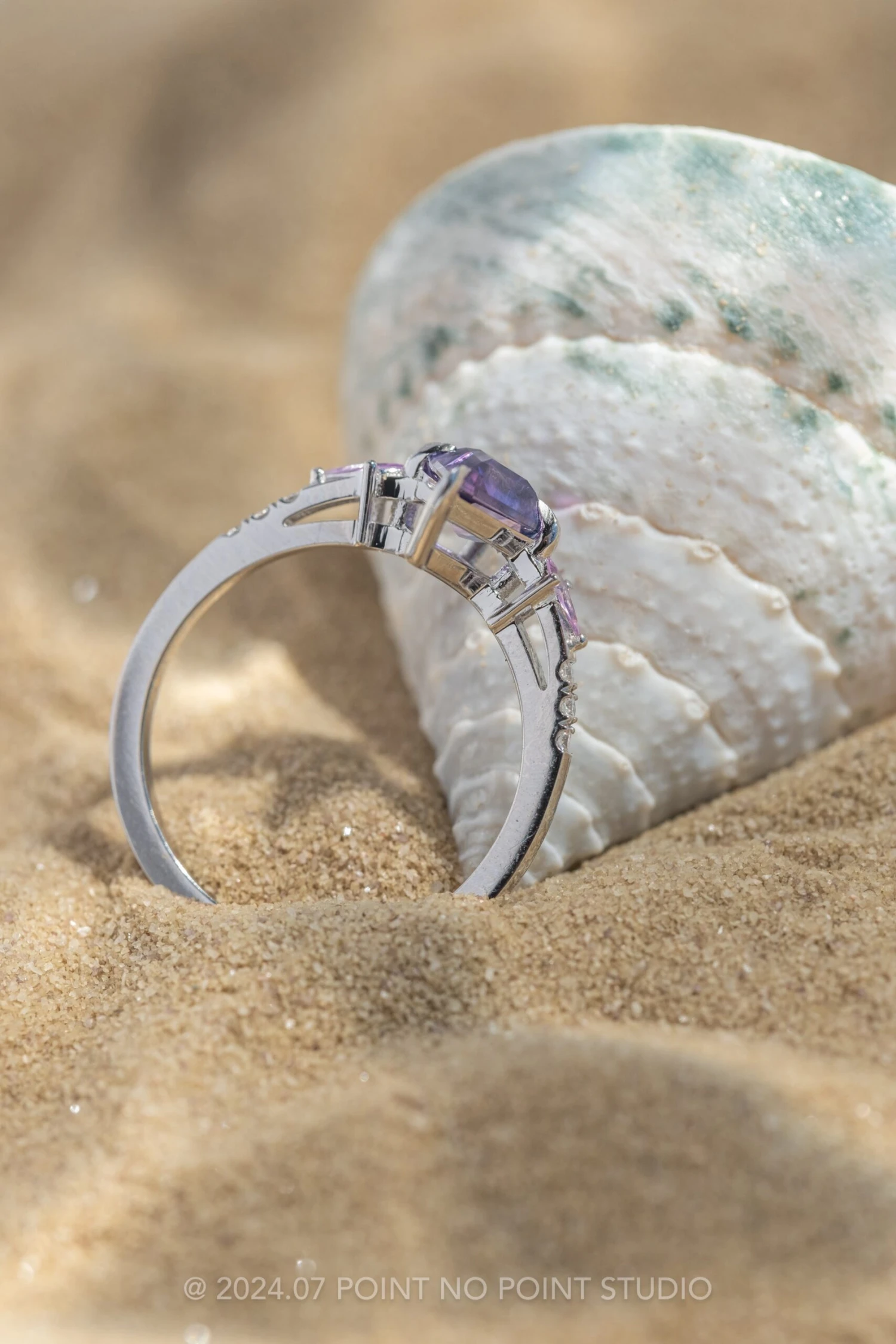 1.40 Carat Purple Kite Sapphire And Diamond Engagement Ring, Liza Setting, Platinum - Image 5