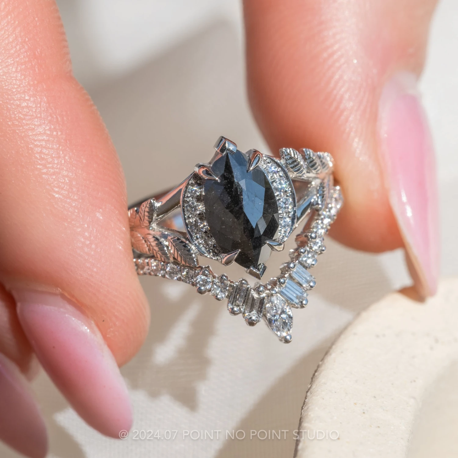 Extra Diamond Wren Wedding Band, 14k White Gold - Image 9