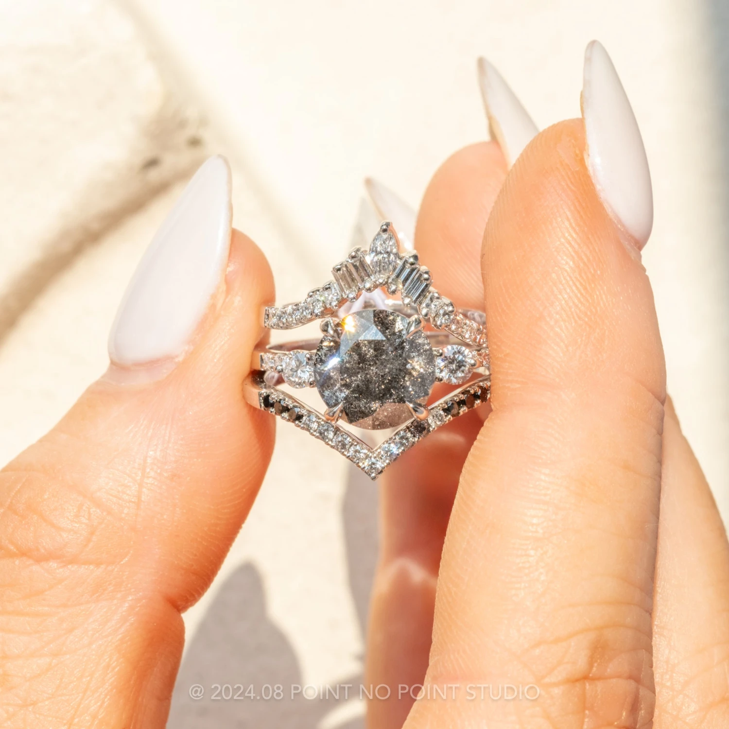 Extra Diamond Wren Wedding Band, 14k White Gold - Image 6