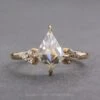 1.36 Carat Kite Moissanite And Diamond Engagement Ring, Quinn Setting, 14K Yellow Gold