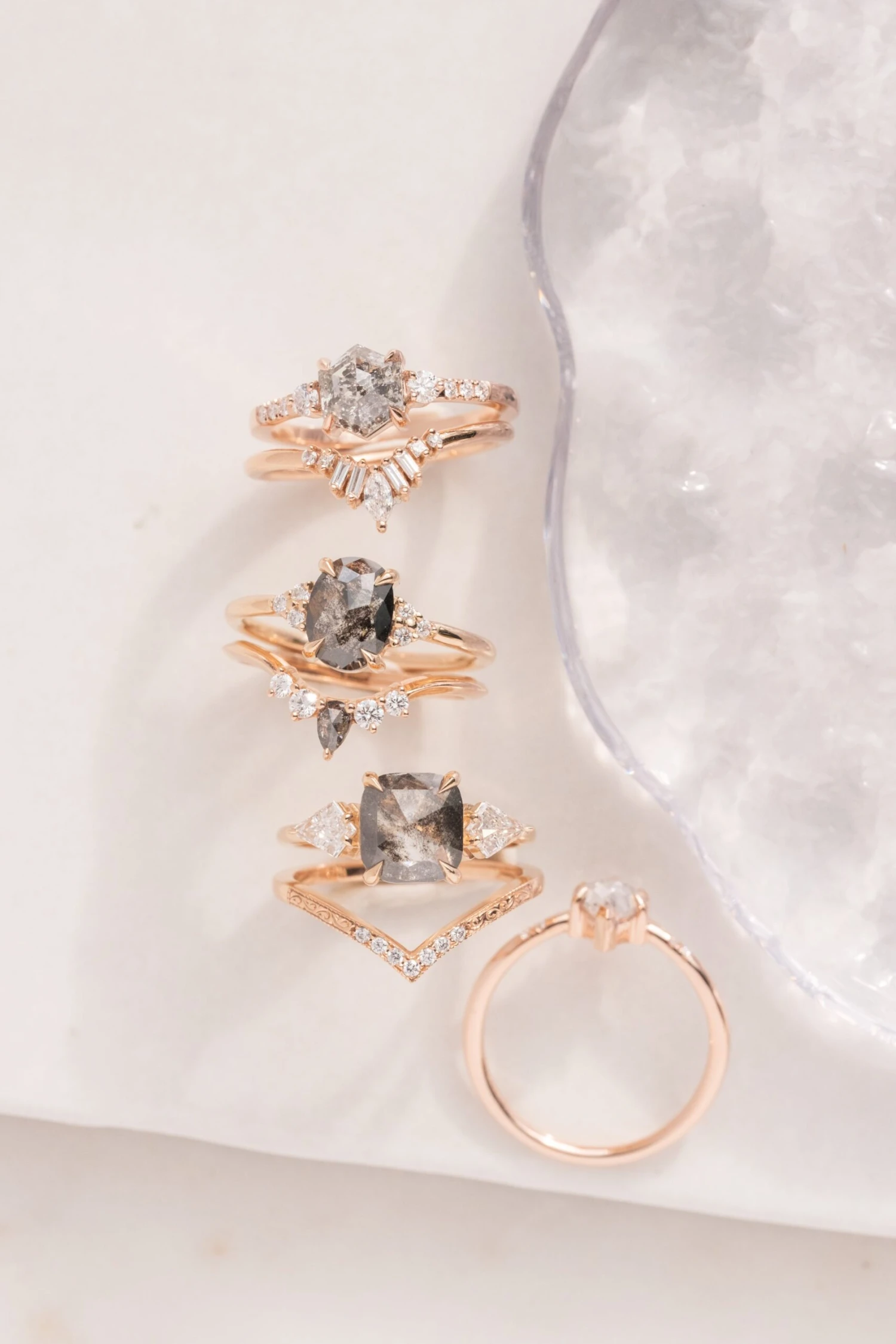 1.17 Carat Black Speckled Oval Diamond Engagement Ring, Quinn Setting, 14K Peach Gold - Image 3