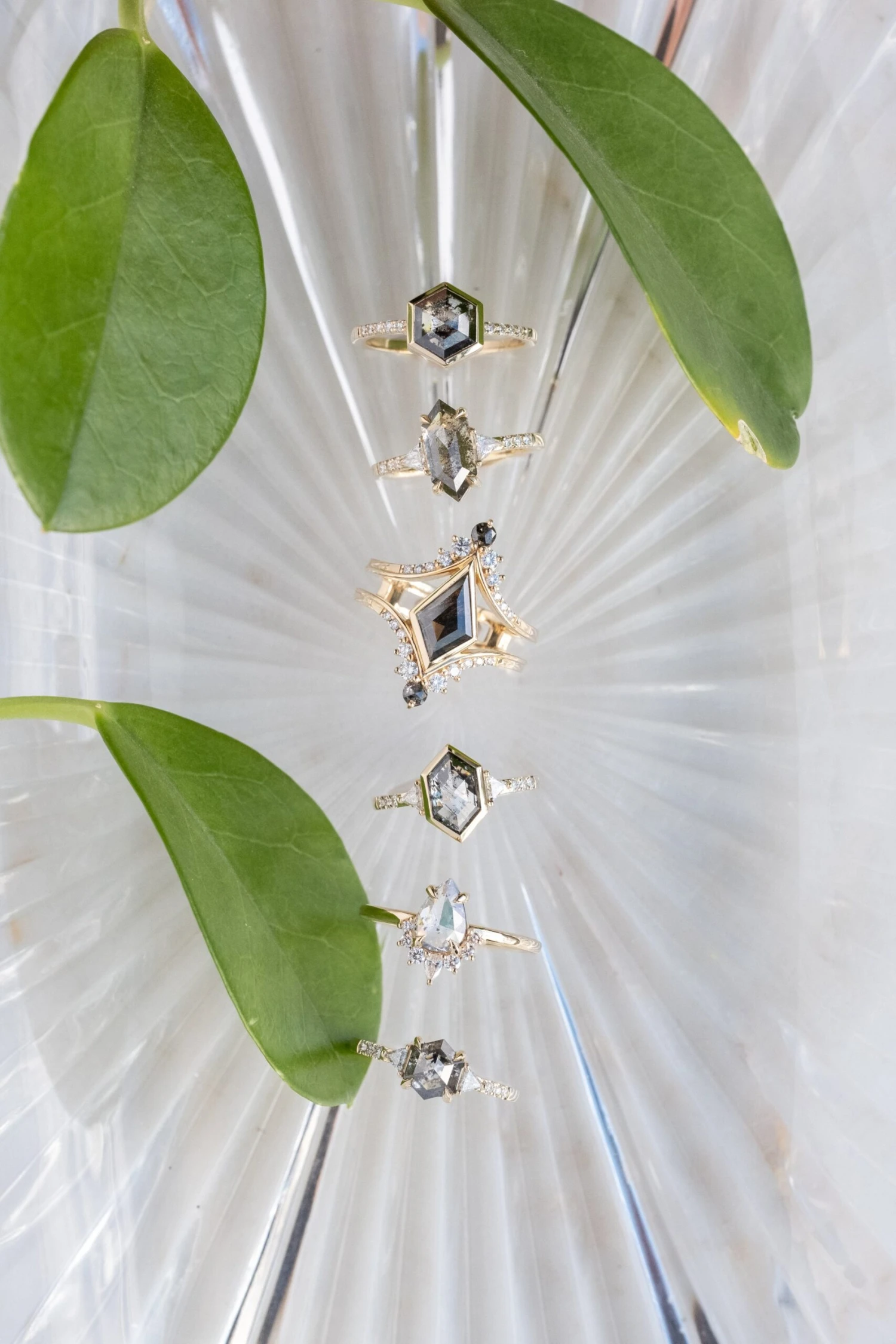 .82 Carat Icy Salt And Pepper Pear Diamond Engagement Ring, Ava Setting, 14K Yellow Gold - Image 5