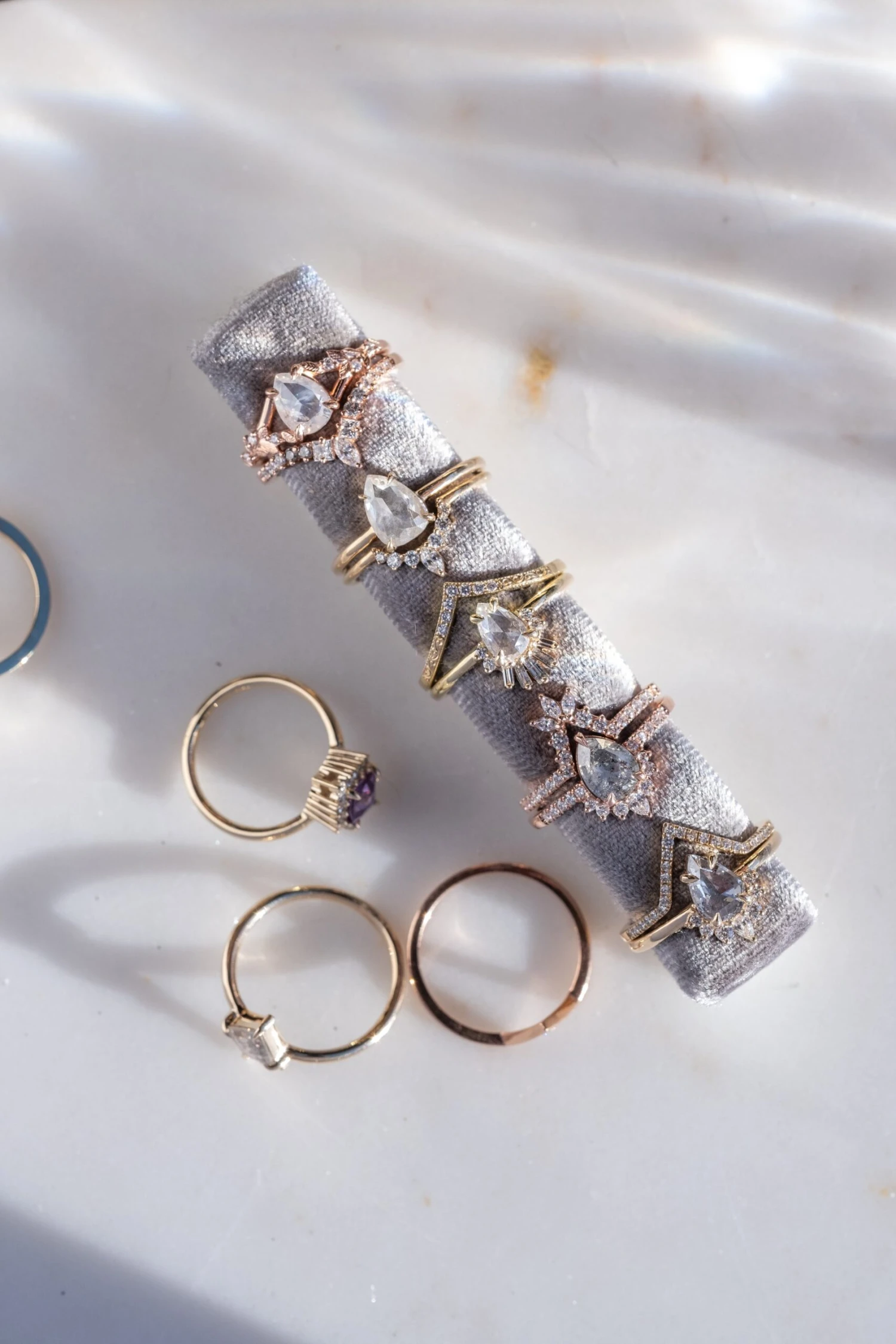 .82 Carat Icy Salt And Pepper Pear Diamond Engagement Ring, Ava Setting, 14K Yellow Gold - Image 4