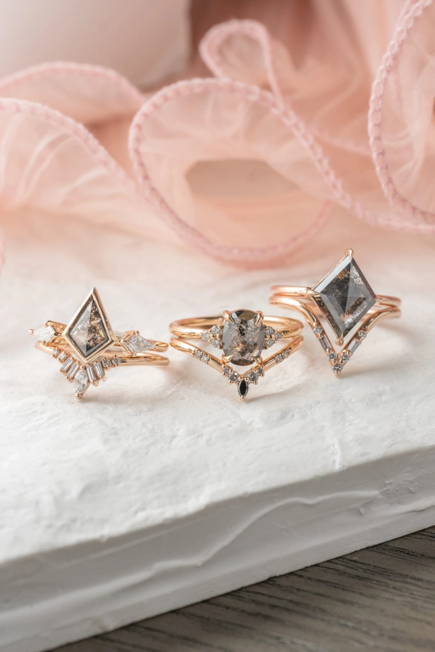 1.17 Carat Black Speckled Oval Diamond Engagement Ring, Quinn Setting, 14K Peach Gold - Image 6