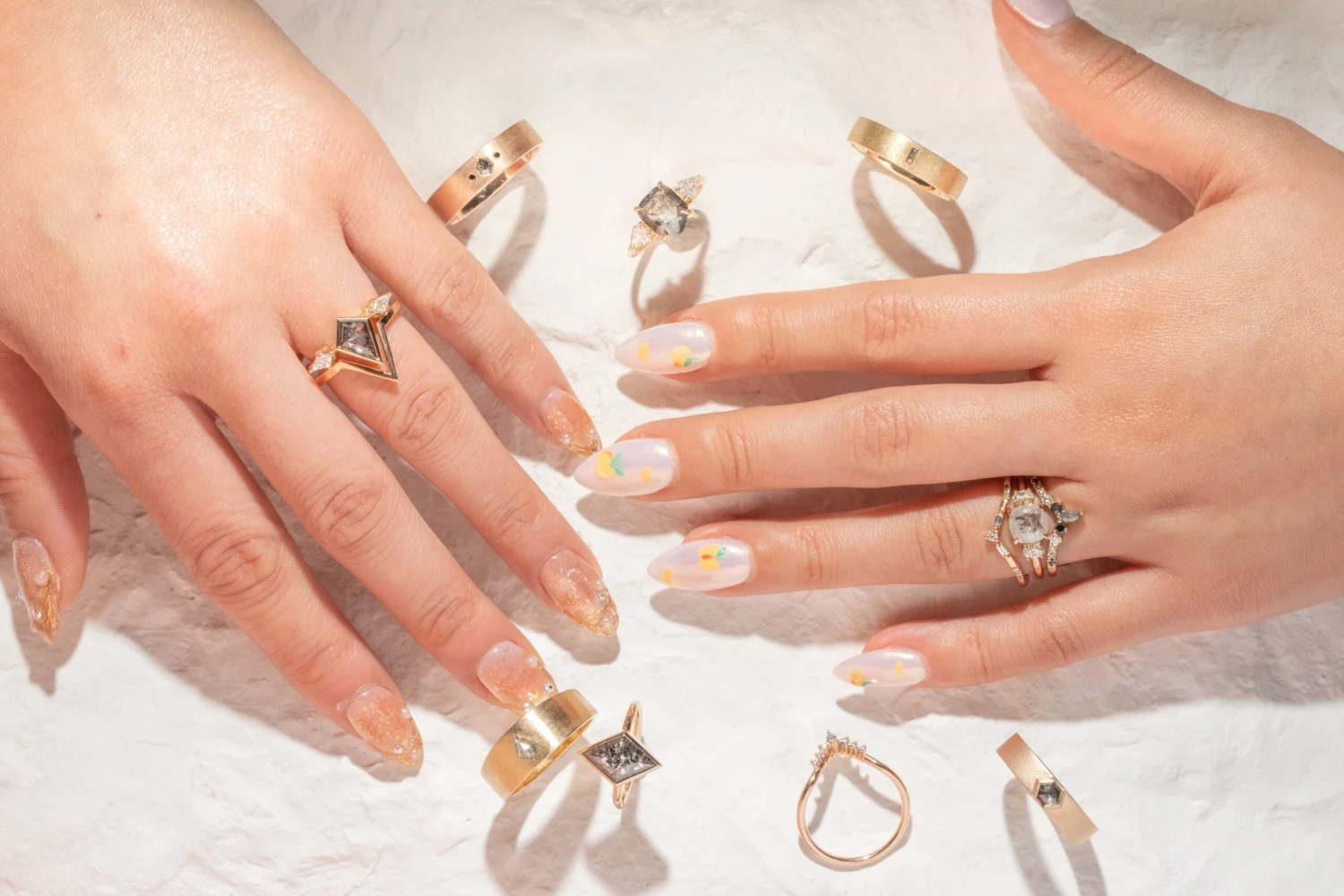 Marquise And Round Diamond Wedding Band, Ombre Raelyn Setting, 14k Peach Gold - Image 6