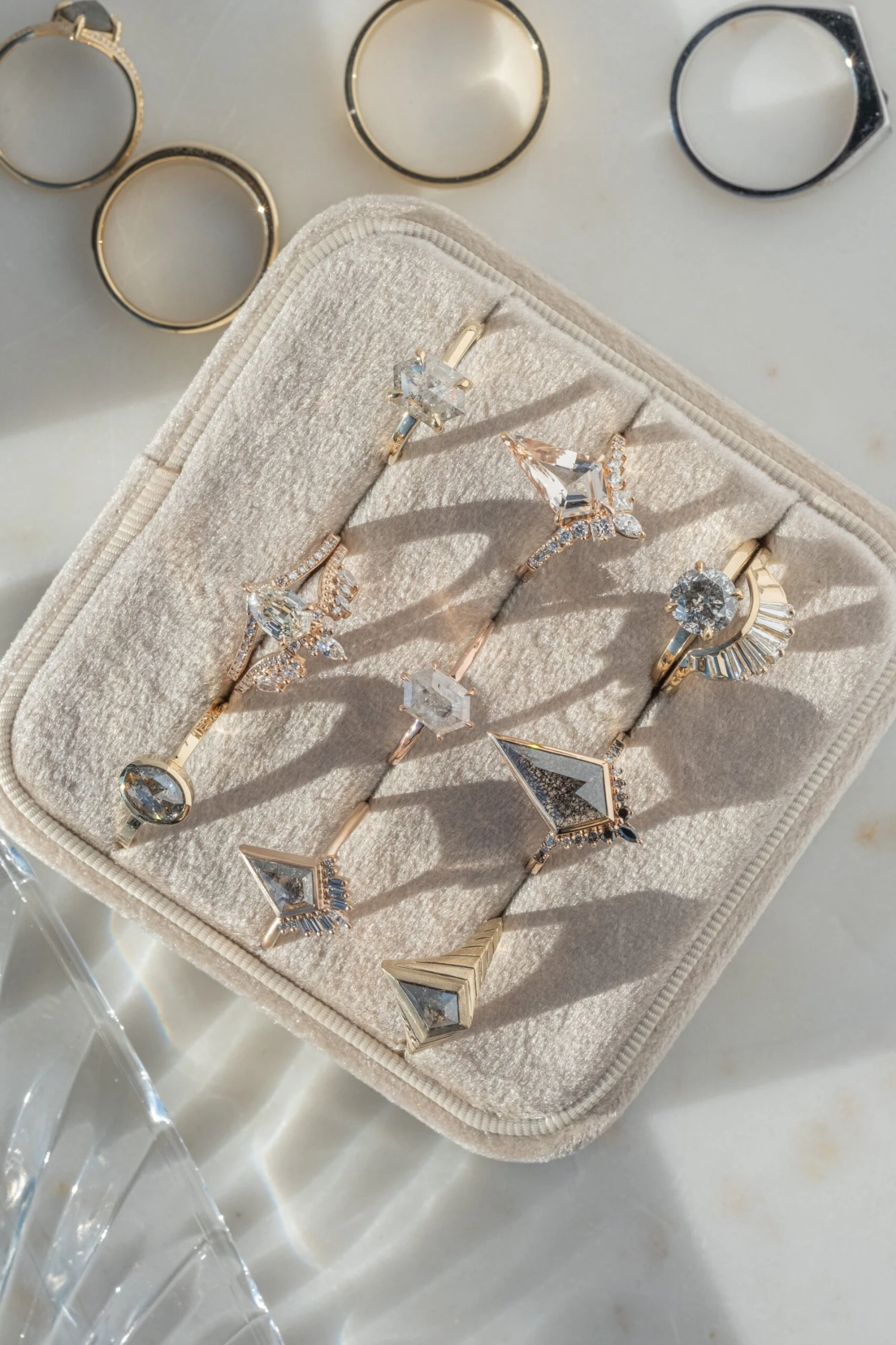 1.16 Carat Clear Geo Pear Diamond Engagement Ring, Aziza Setting, 14K Peach Gold - Image 9