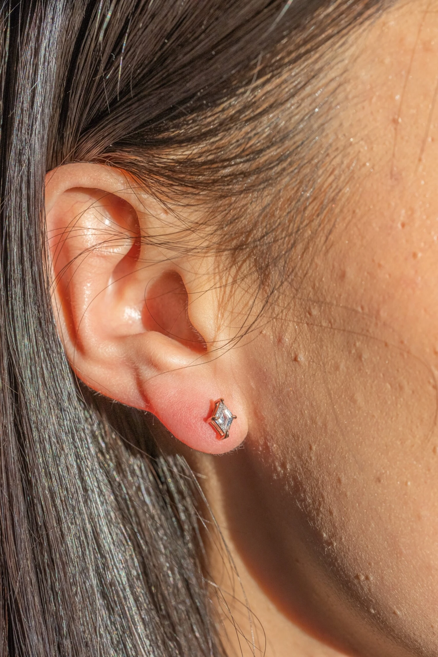 .50tcw Lozenge Diamond Studs, 14k Rose Gold Earrings - Image 2