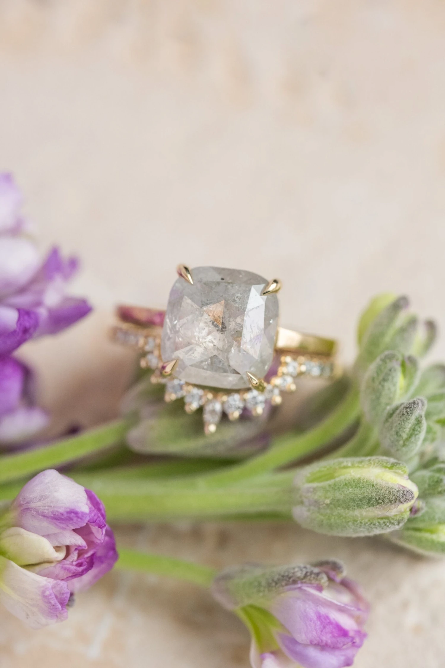 4.57 Carat Icy White Cushion Diamond Engagement Ring, Jane Setting, 14K Yellow Gold - Image 6