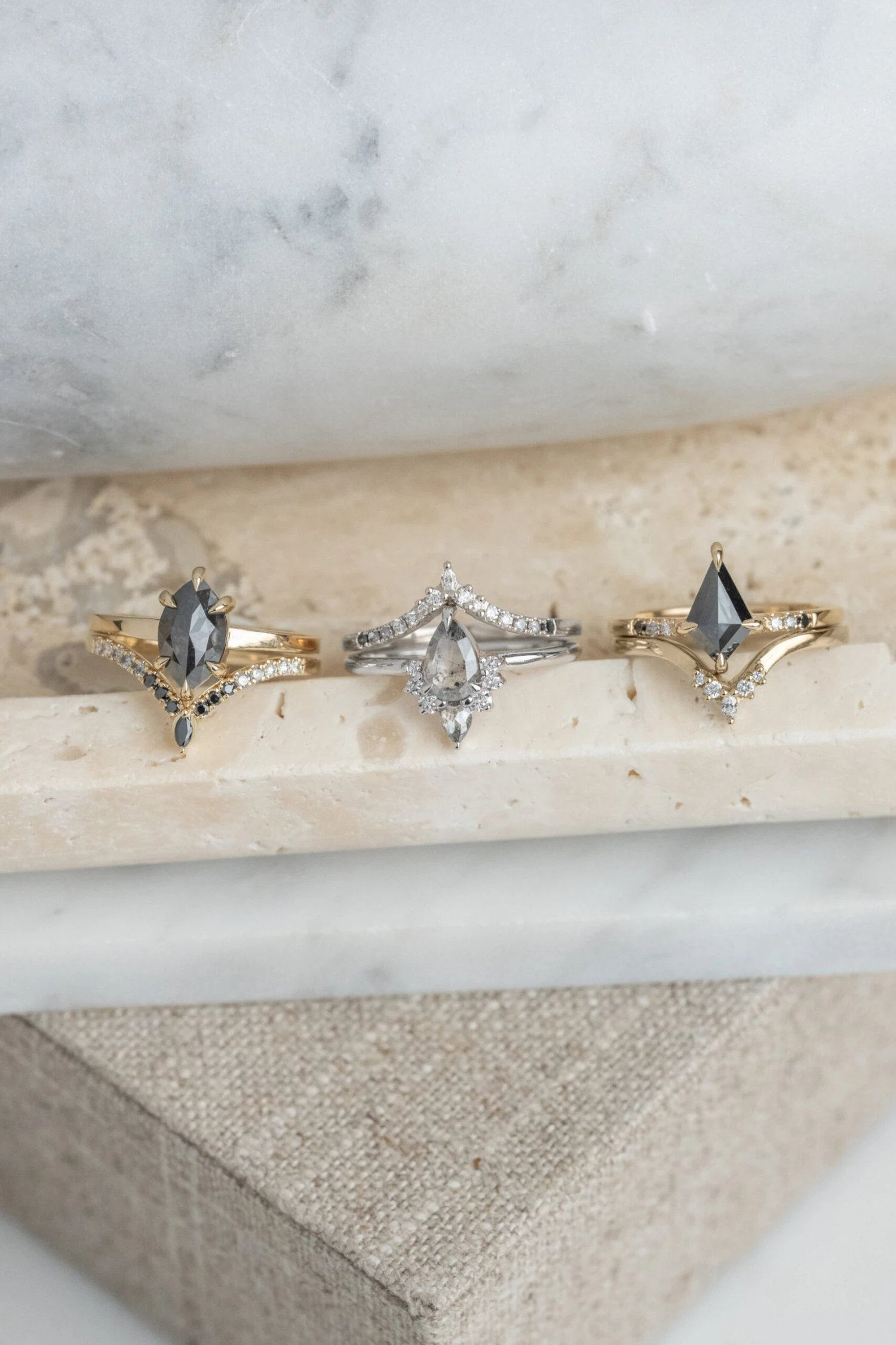 .76 Carat Black Kite Diamond Engagement Ring, Ombre Jules Setting, 14K Yellow Gold - Image 4