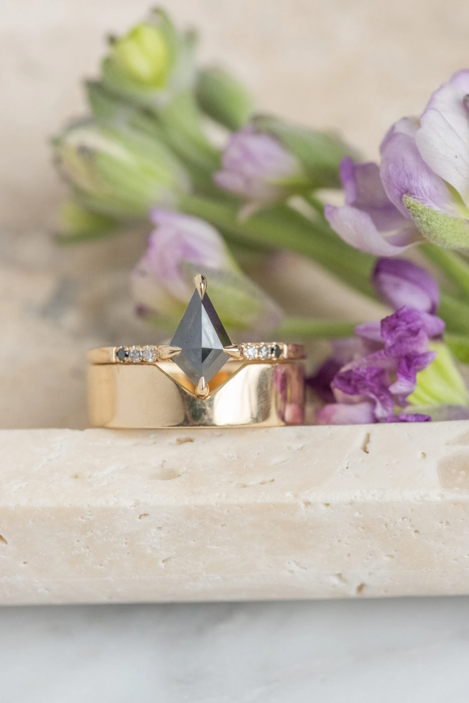 .76 Carat Black Kite Diamond Engagement Ring, Ombre Jules Setting, 14K Yellow Gold - Image 3