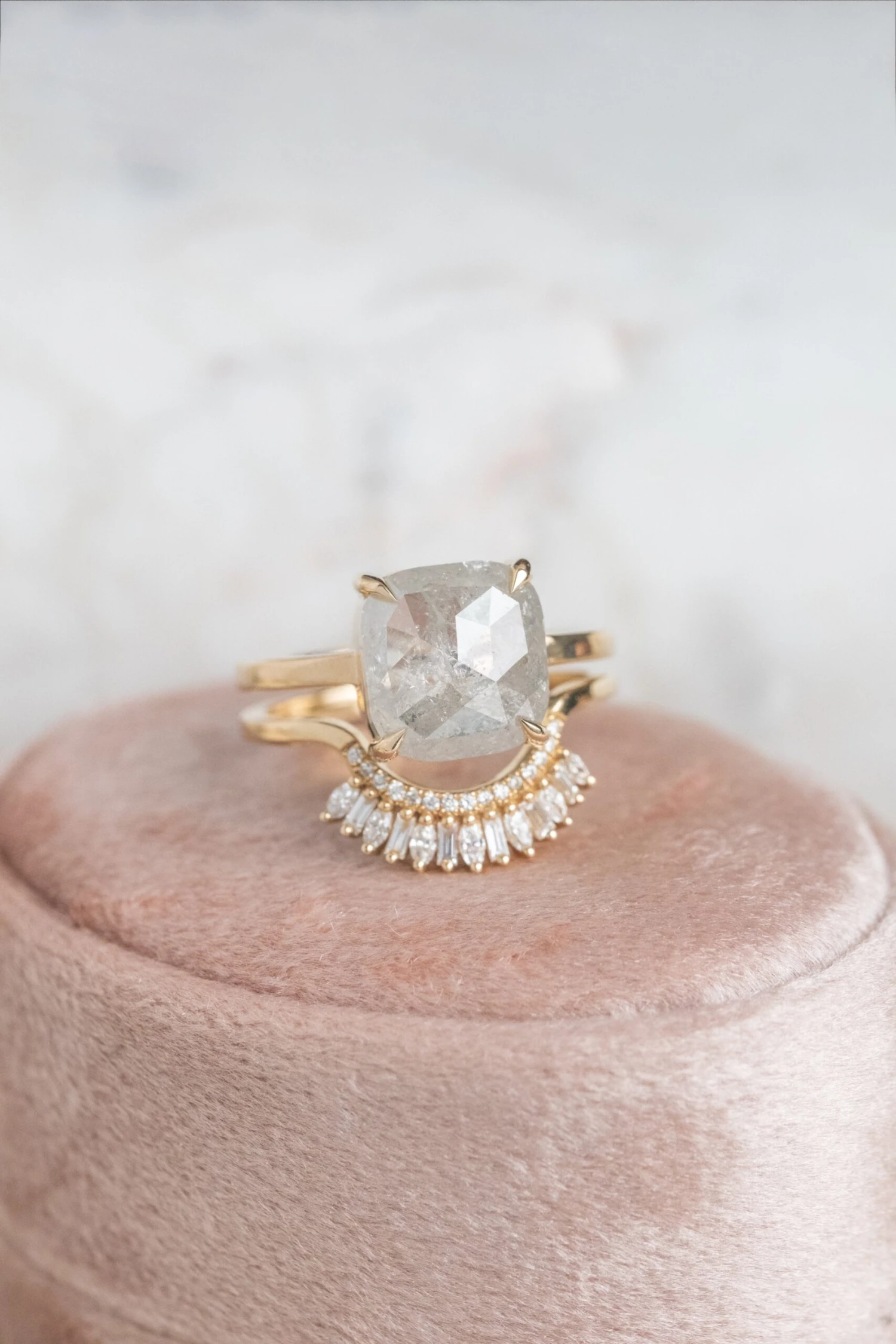 4.57 Carat Icy White Cushion Diamond Engagement Ring, Jane Setting, 14K Yellow Gold - Image 5