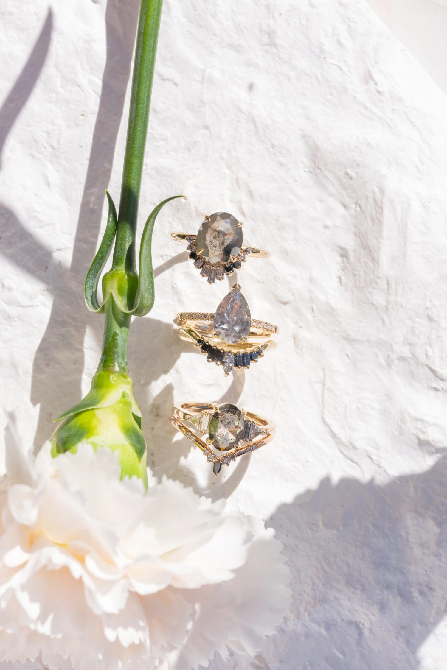 2.15 Carat Salt And Pepper Pear Diamond Engagement Ring, Sirena Setting, 14K Yellow Gold - Image 7