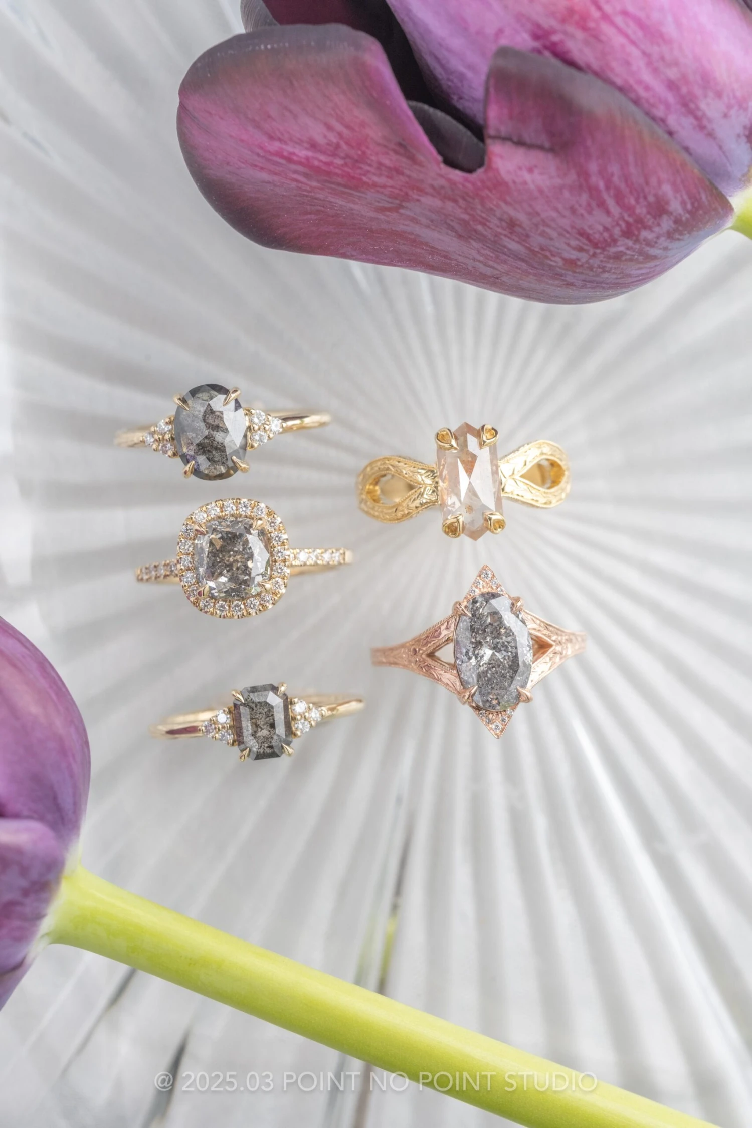 1.15 Carat Black Speckled Oval Diamond Engagement Ring, Quinn Setting, 14K Yellow Gold - Image 6