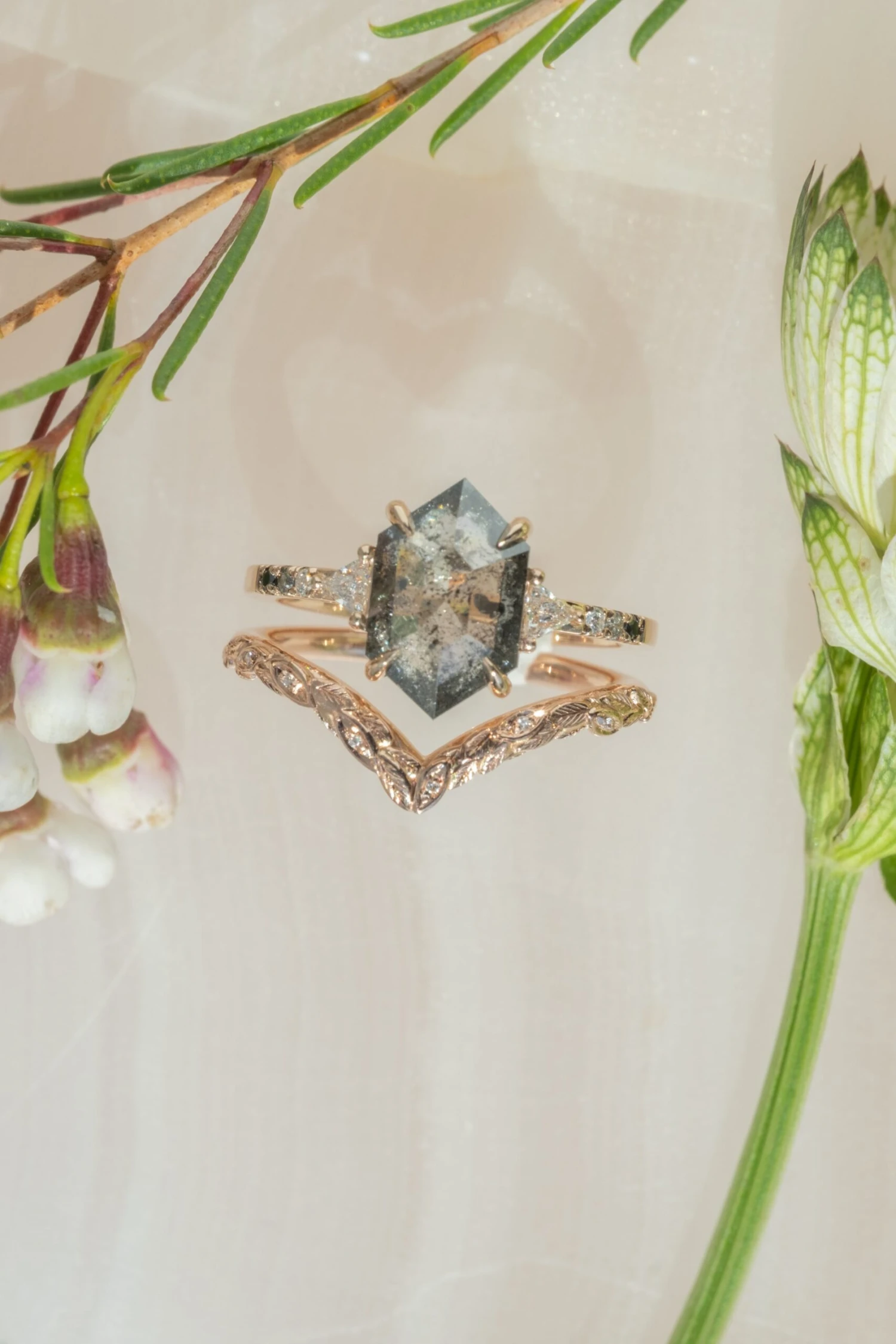 Round Diamond Wedding Band, Pixie Setting, 14k Rose Gold - Image 4