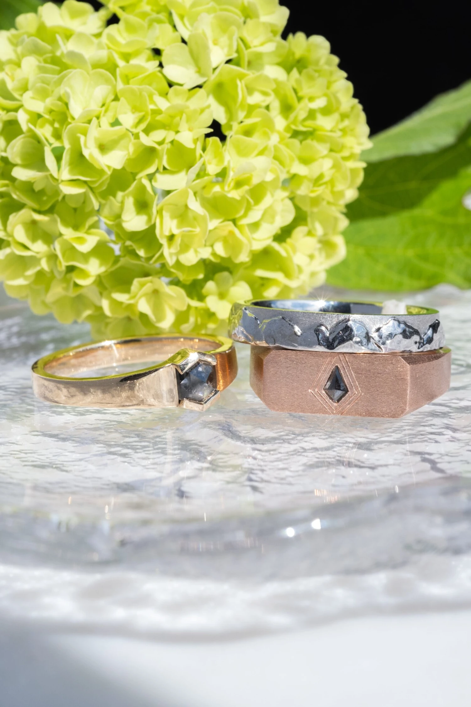 4mm Mountain Mens Wedding Ring, 14k White Gold - Image 4