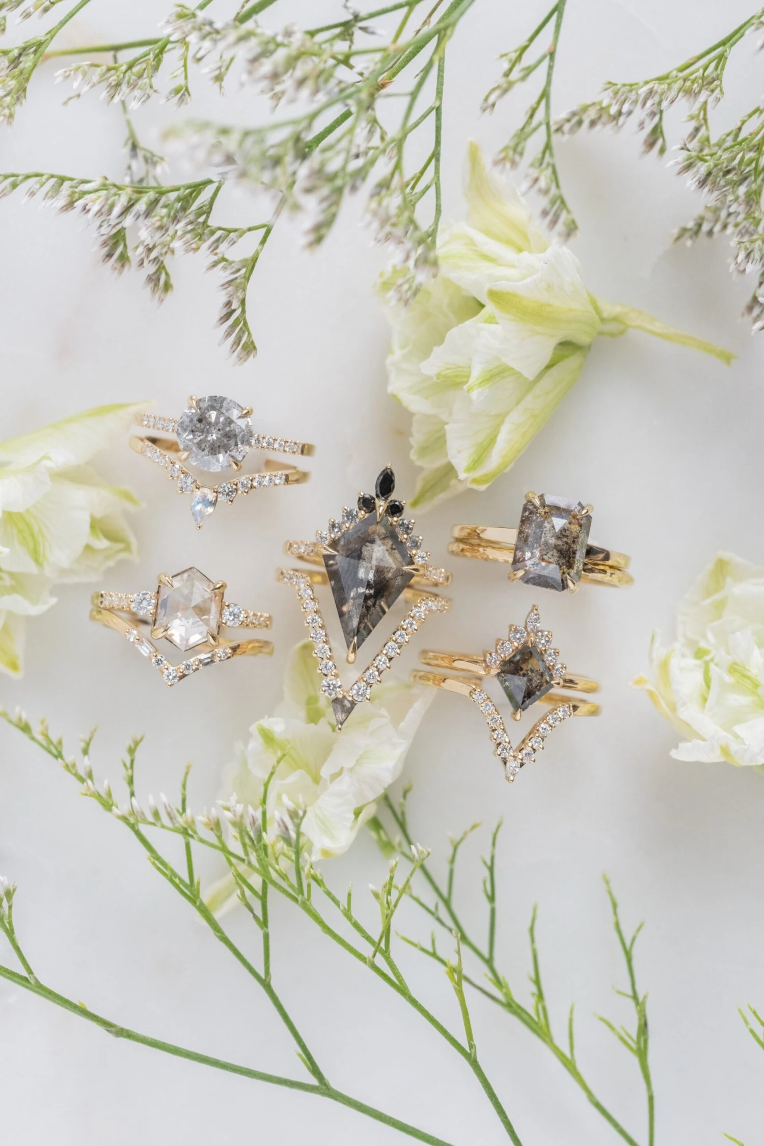 2.13 Carat Salt And Pepper Round Diamond Engagement Ring, Juliette Setting, 14k Yellow Gold - Image 7