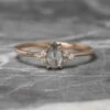 .84 Carat Salt And Pepper Pear Diamond Engagement Ring, Quinn Setting, 14K Rose Gold