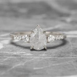 1.52 Carat Icy White Pear Diamond Engagement Ring, Eliza Setting, Platinum