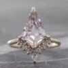 4.90 Carat Kite Morganite And Diamond Engagement Ring, Ava Setting, 14K Yellow Gold