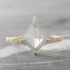 2.96 Carat Icy White Kite Diamond Engagement Ring, River Setting, 14K Yellow Gold