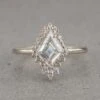 Kite Moissanite And Diamond Engagement Ring, Cleo Halo Setting, Platinum