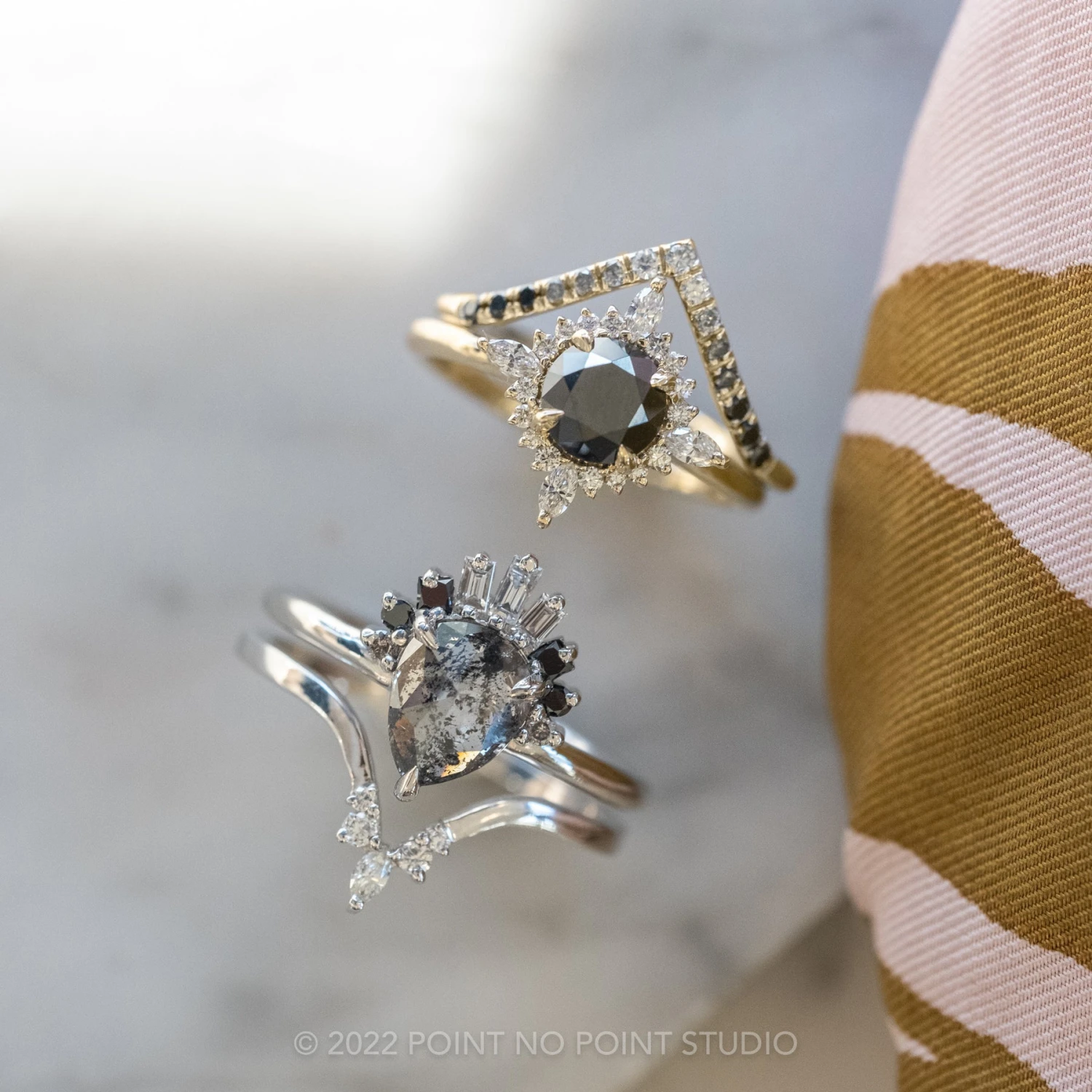 1.15 Carat Black Round Diamond Engagement Ring, Cosette Setting, 14K Yellow Gold - Image 3