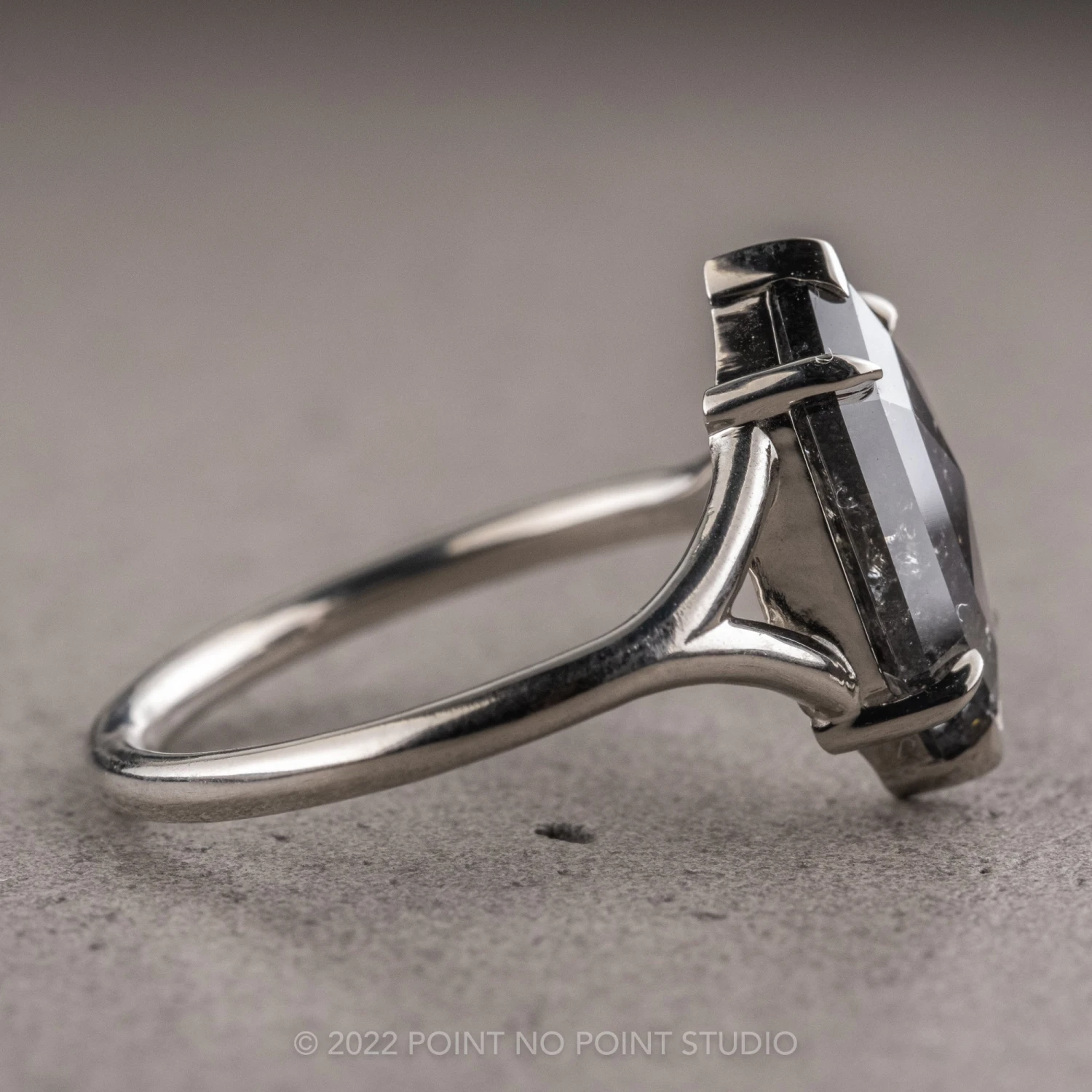 1.84 Carat Black Speckled Hexagon Diamond Engagement Ring, Charlize Setting, 14K White Gold - Image 12