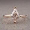 Lozenge Moissanite Engagement Ring, Charlize Setting, 14K Rose Gold