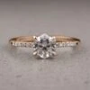 1.56 Carat Hexagon Moissanite Engagement Ring, Jules Setting, 14k Rose Gold