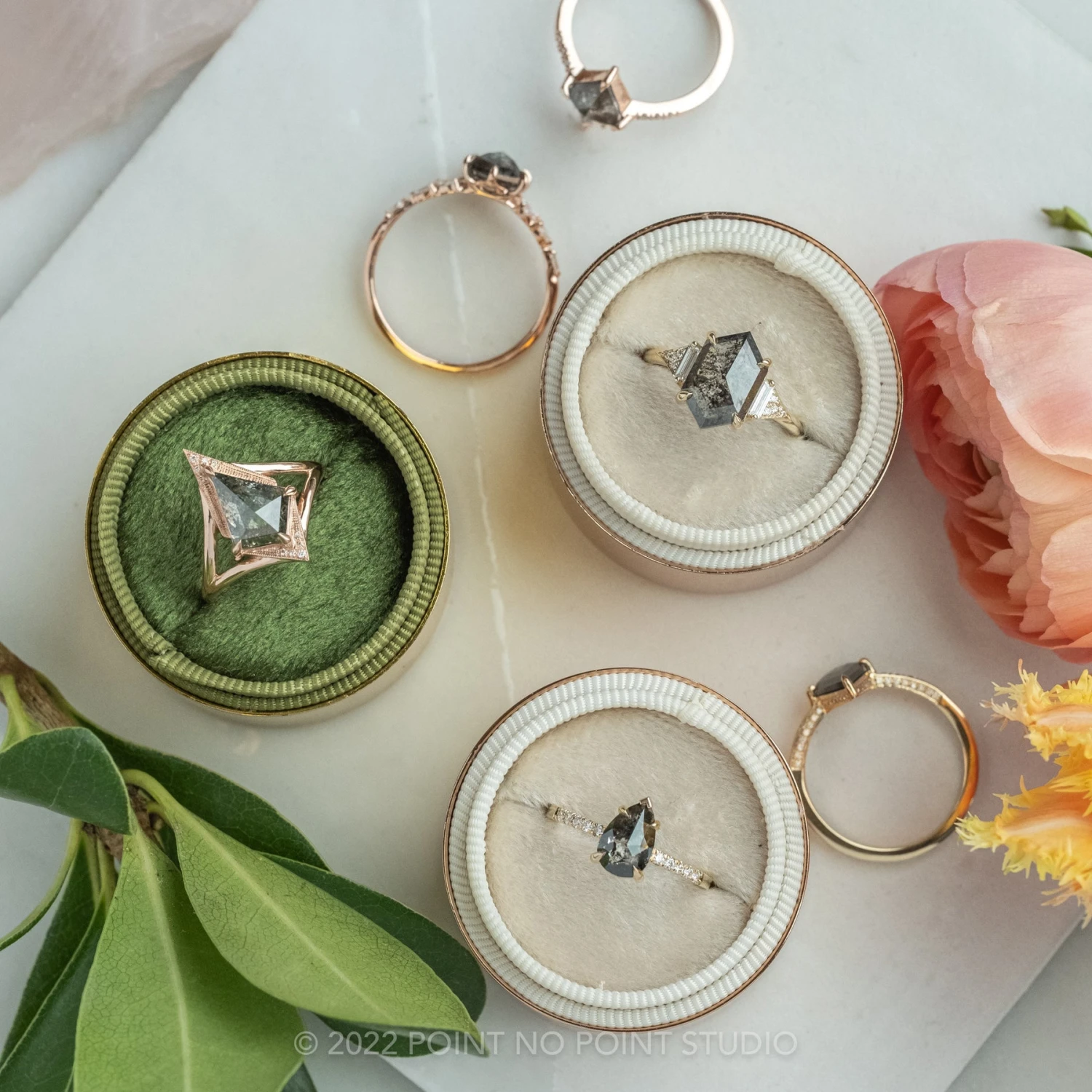 1.78 Carat Black Speckled Pear Diamond Engagement Ring, Jules Setting, 14K Yellow Gold - Image 4