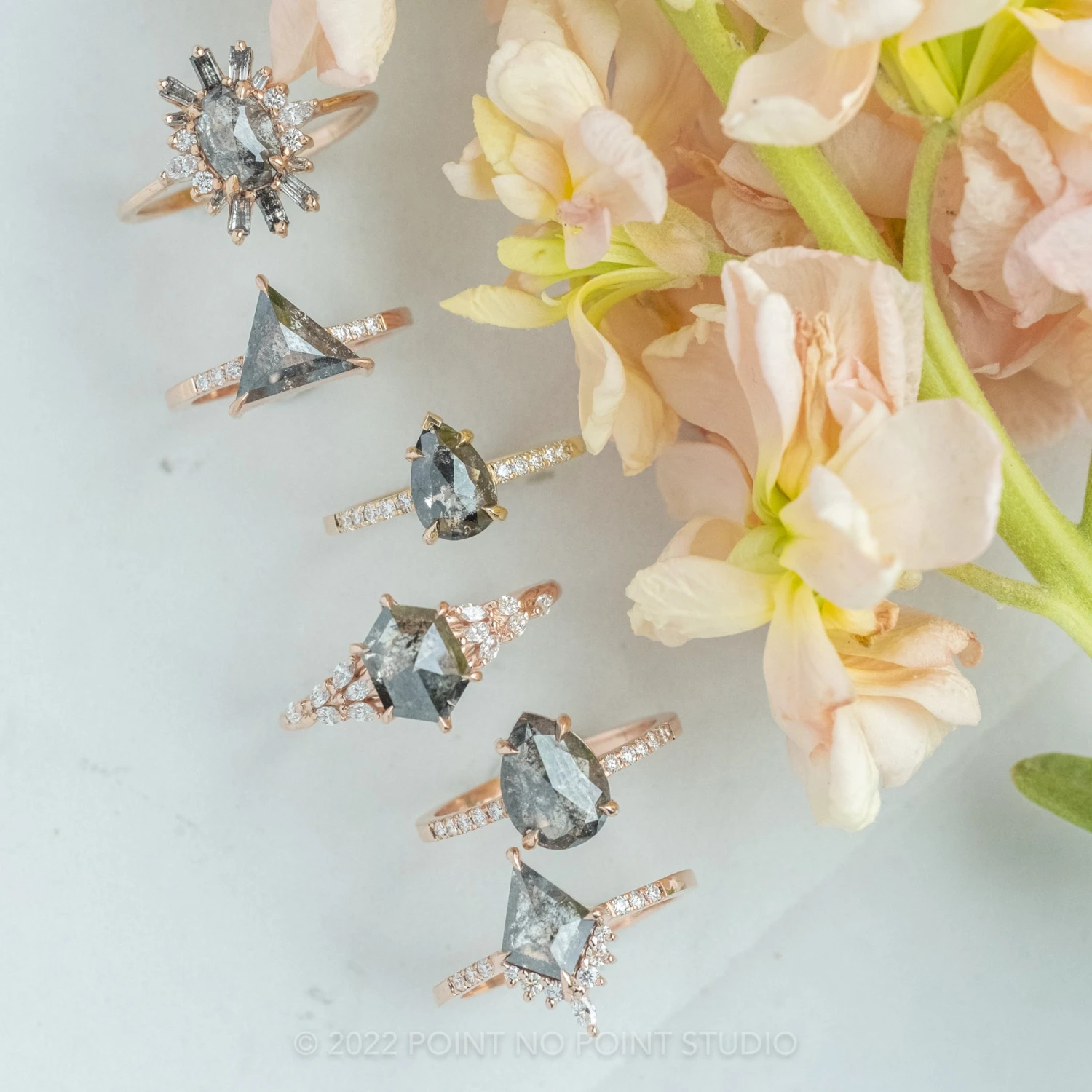 1.78 Carat Black Speckled Pear Diamond Engagement Ring, Jules Setting, 14K Yellow Gold - Image 2