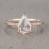 1.40 Carat Clear Pear Diamond Engagement Ring, Juliette Setting, 14k Rose Gold