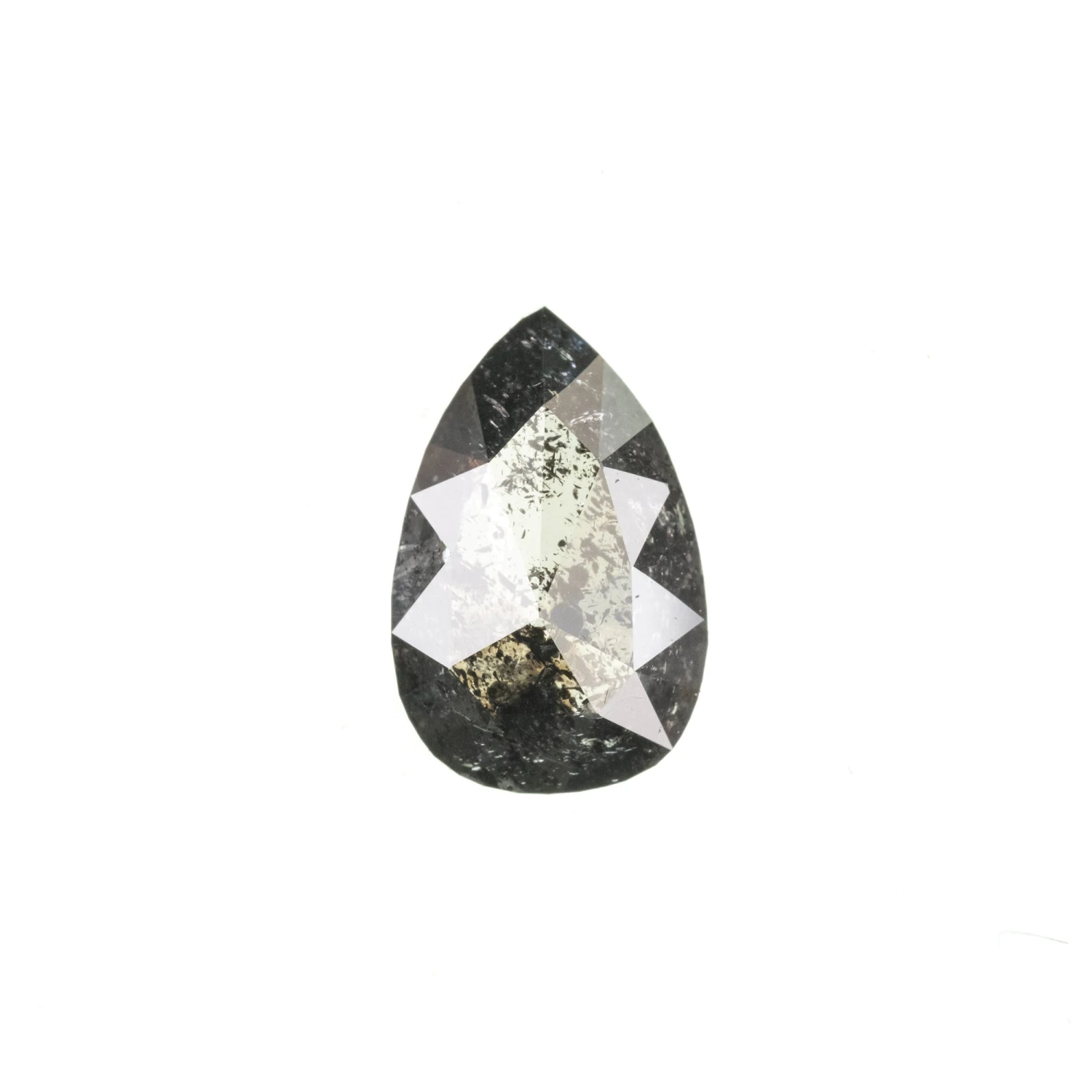 1.02 Carat Salt And Pepper Rose Cut Pear Diamond