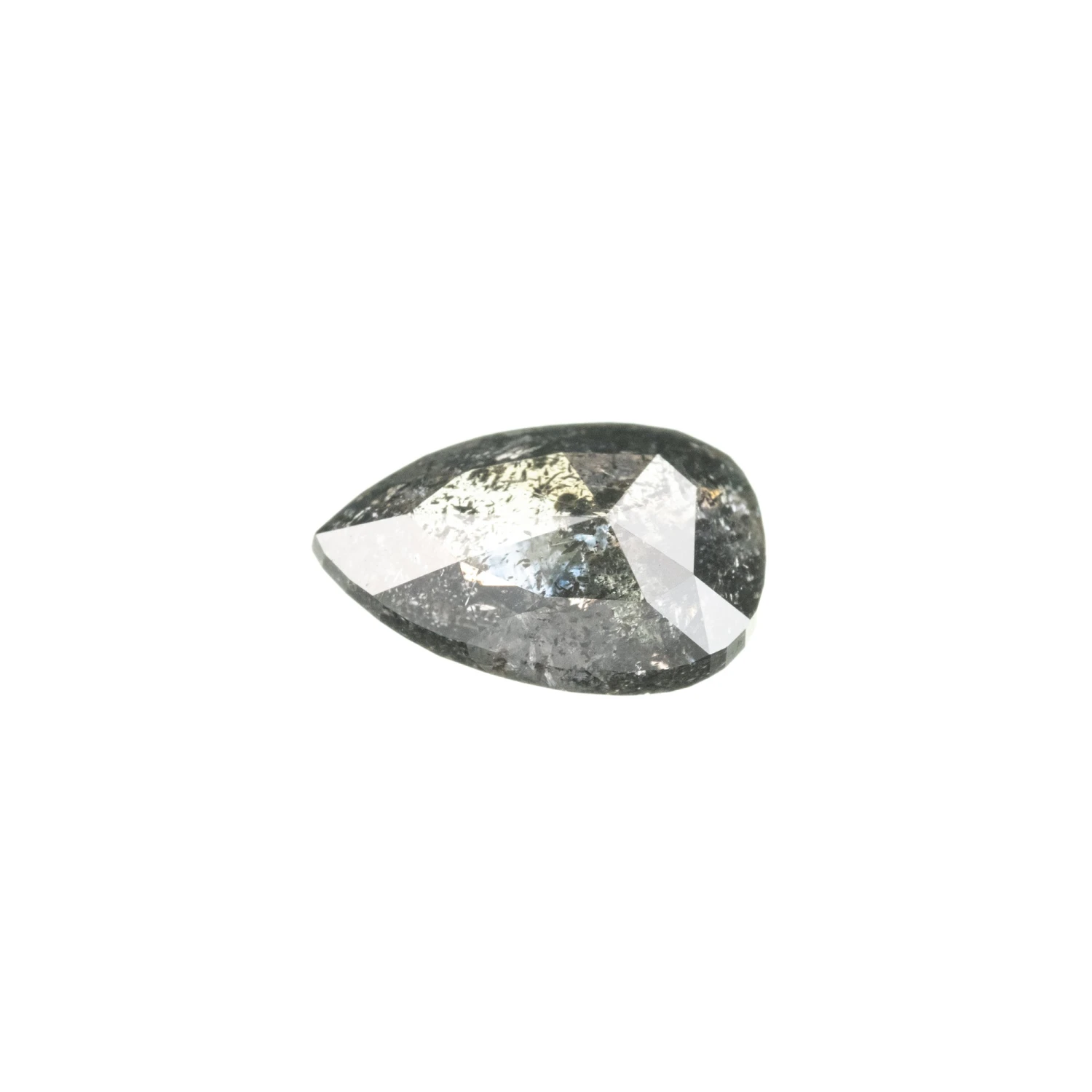 1.02 Carat Salt And Pepper Rose Cut Pear Diamond - Image 2