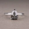 1.80 Carat Black Speckled Pear Diamond Engagement Ring, Jane Setting, Platinum